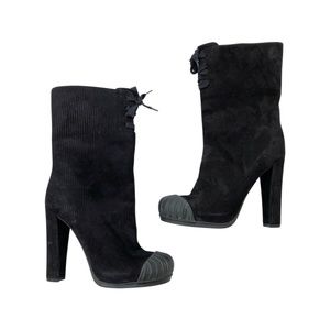 Fendi Black Suede Striped Boots Size 37
